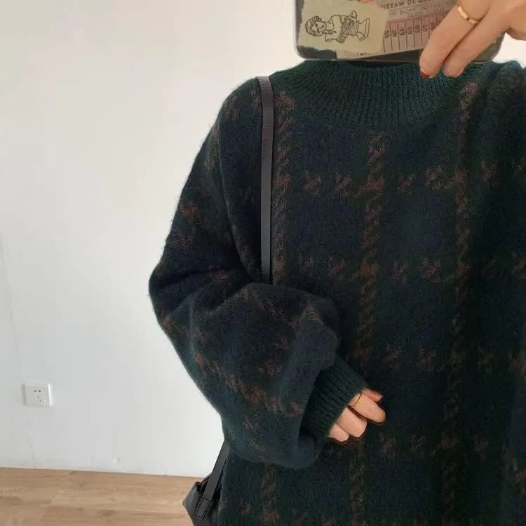 Grunge Clothes Grandpa Sweaters Vintage Aesthetic Baggy Dark Academia Clothing Plaid Striped Preppy Pullovers 2025