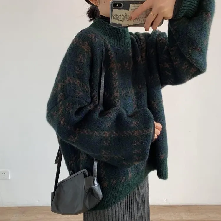 Grunge Clothes Grandpa Sweaters Vintage Aesthetic Baggy Dark Academia Clothing Plaid Striped Preppy Pullovers 2025