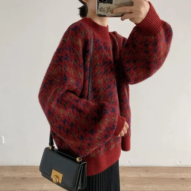 Grunge Clothes Grandpa Sweaters Vintage Aesthetic Baggy Dark Academia Clothing Plaid Striped Preppy Pullovers 2025