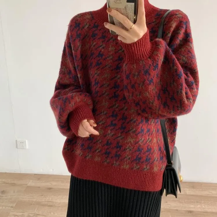 Grunge Clothes Grandpa Sweaters Vintage Aesthetic Baggy Dark Academia Clothing Plaid Striped Preppy Pullovers 2025