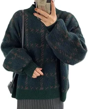 Grunge Clothes Grandpa Sweaters Vintage Aesthetic Baggy Dark Academia Clothing Plaid Striped Preppy Pullovers 2025