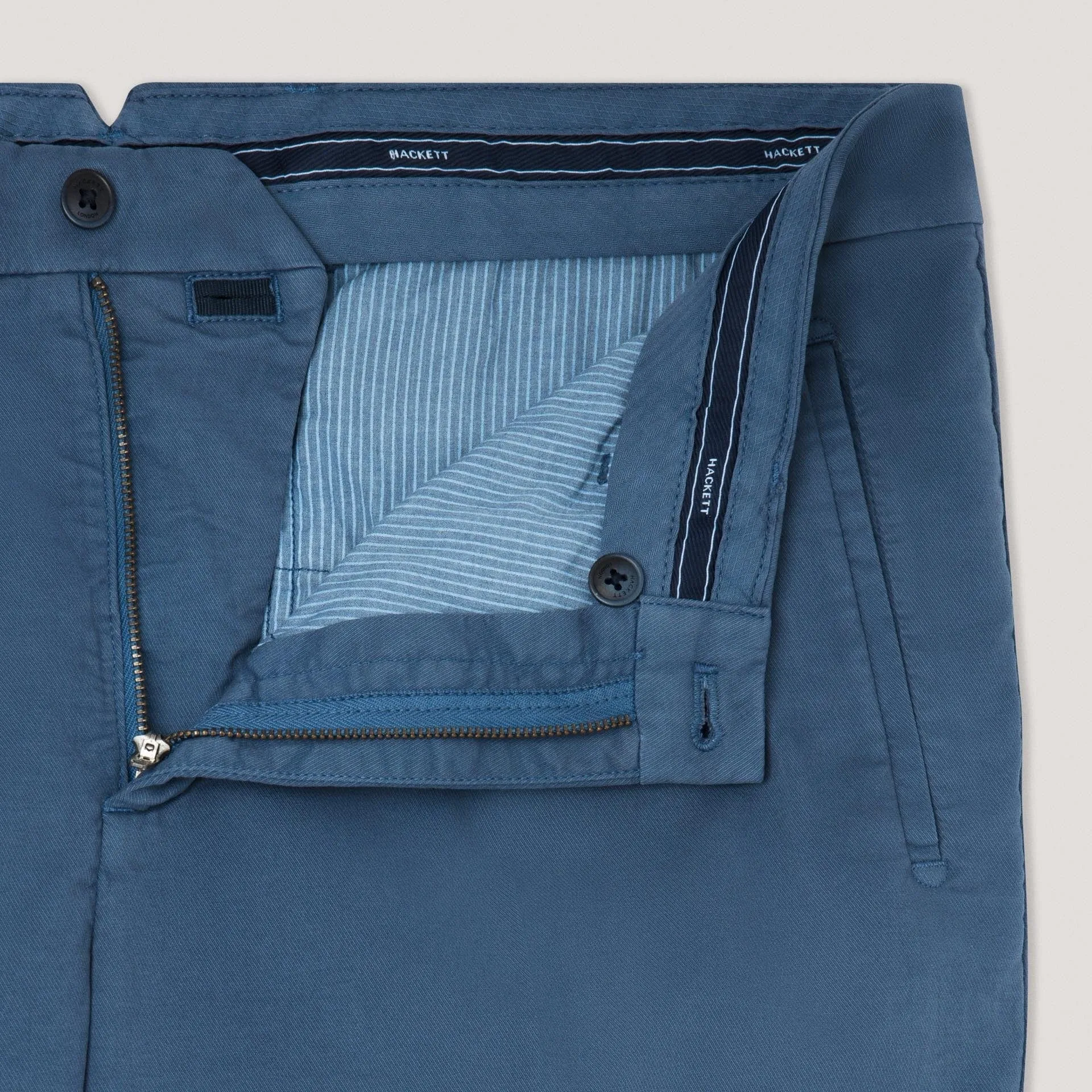 Hackett Sloan Fit Tricotine Trousers In Marine Blue