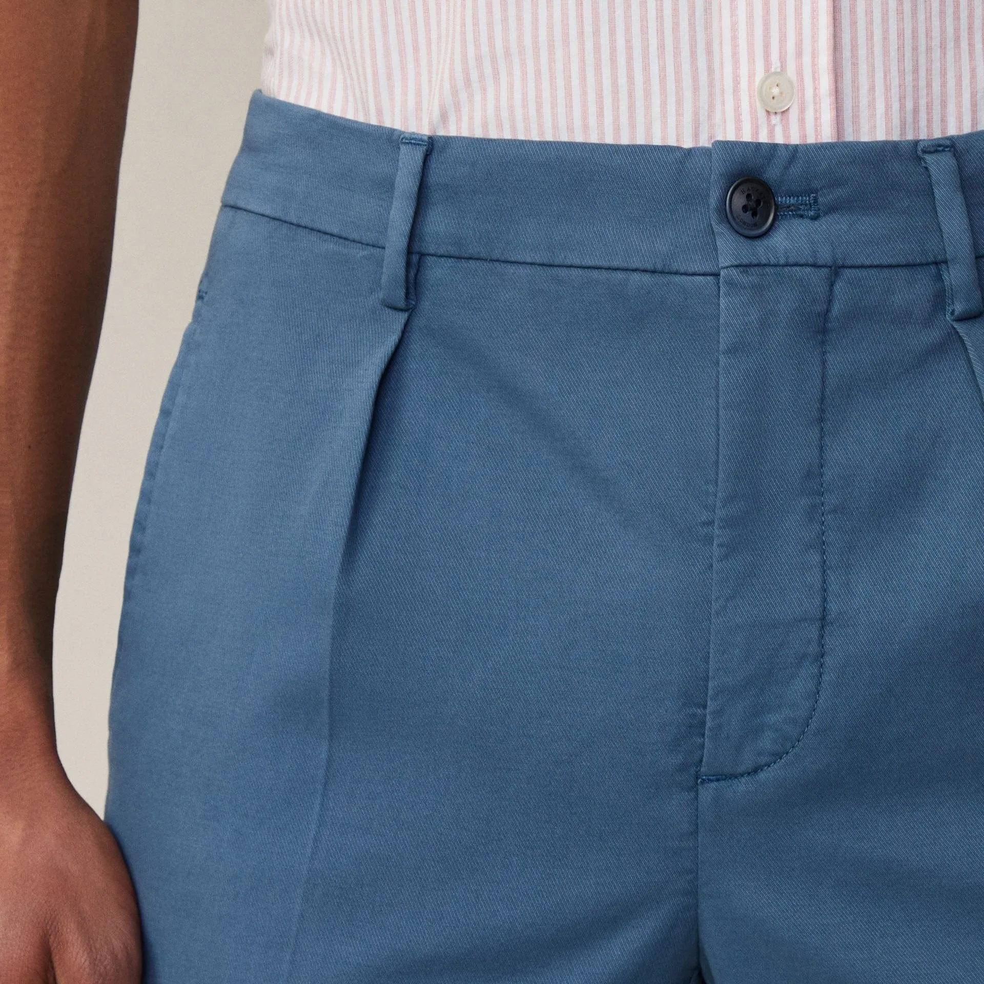 Hackett Sloan Fit Tricotine Trousers In Marine Blue