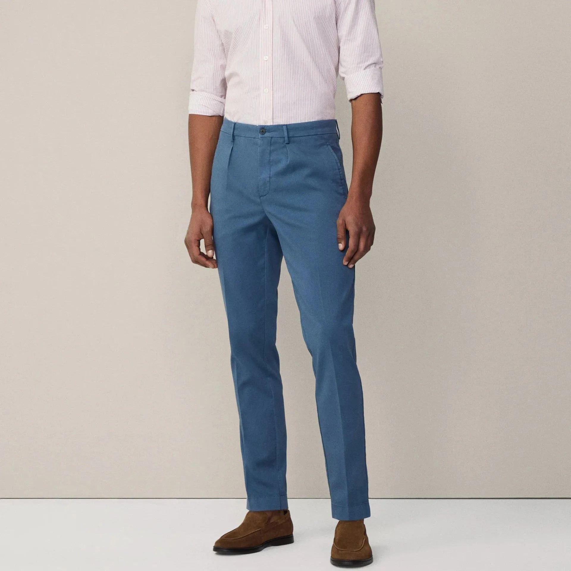 Hackett Sloan Fit Tricotine Trousers In Marine Blue