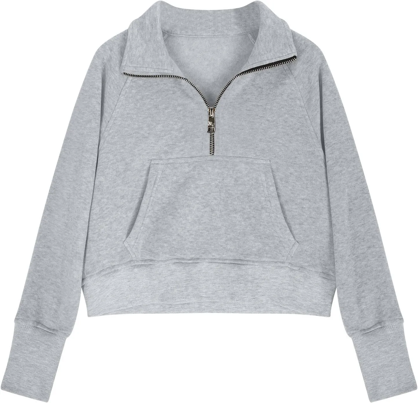 Half Zip Crop Sweatshirt For Girls Long Sleeve Pullover Tops Kids Lightweight Fleece Winter Clothes 5-13 Years