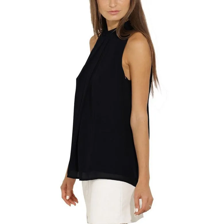 Halter Sleeveless Sexy Chiffon Pure Color Tank