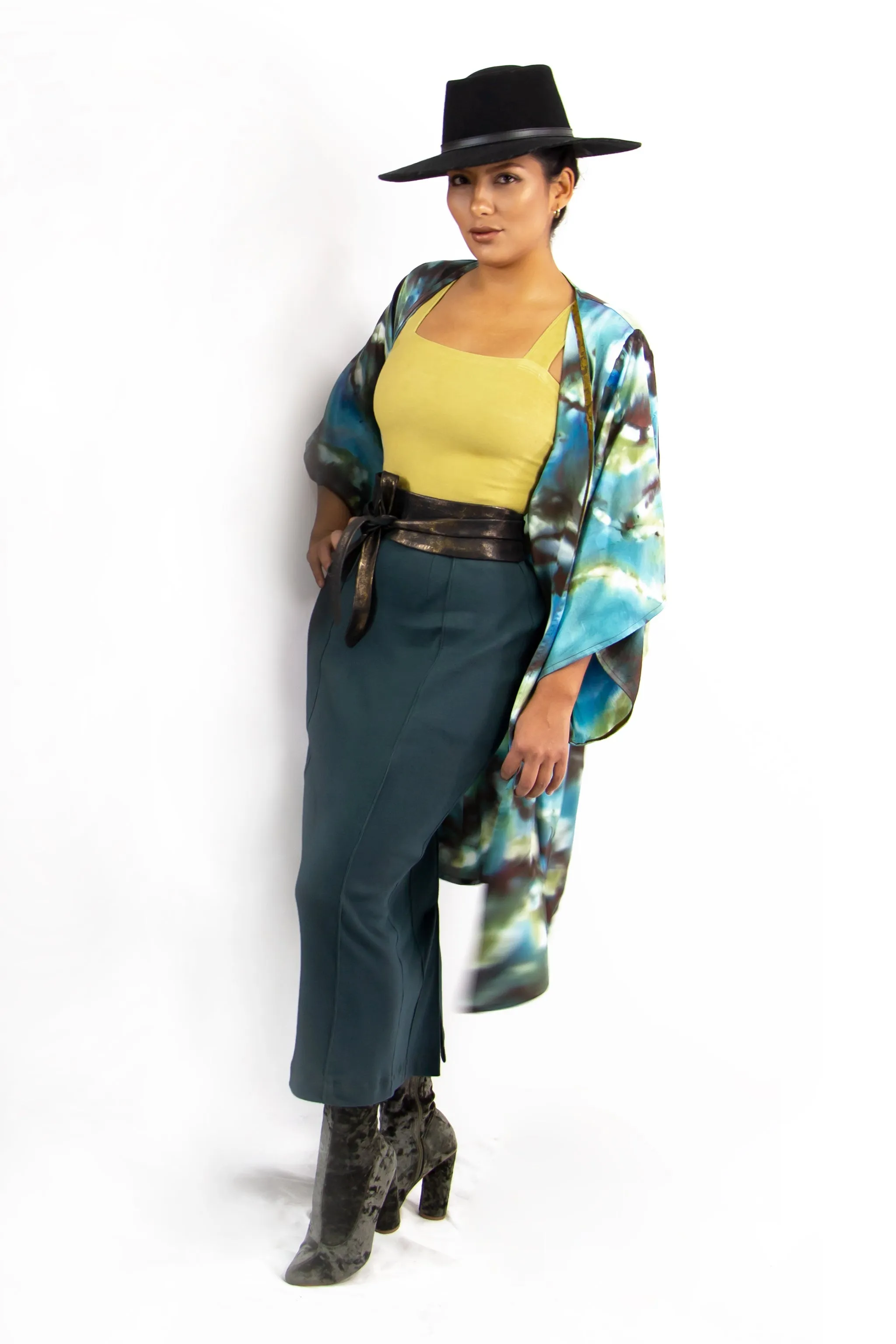 Hand Painted Silk Kimono - Confucius Waters