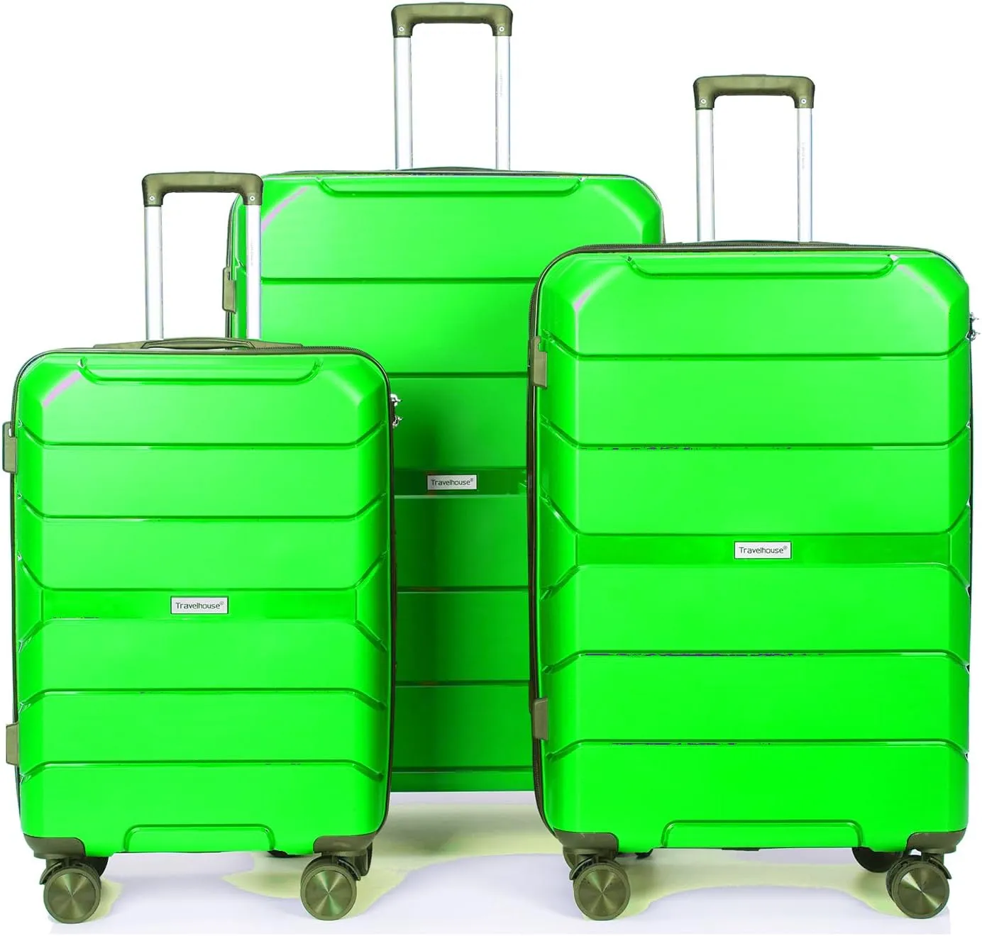 Hardside Luggage Set, 3 Pieces, Teal, Upright Spinner Suitcases with Wheels