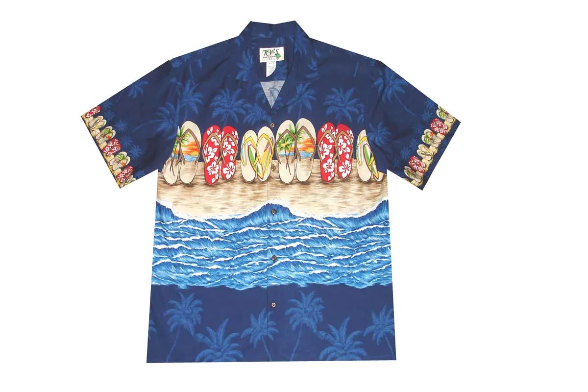 Hawaii Slippers Cotton Aloha Shirt