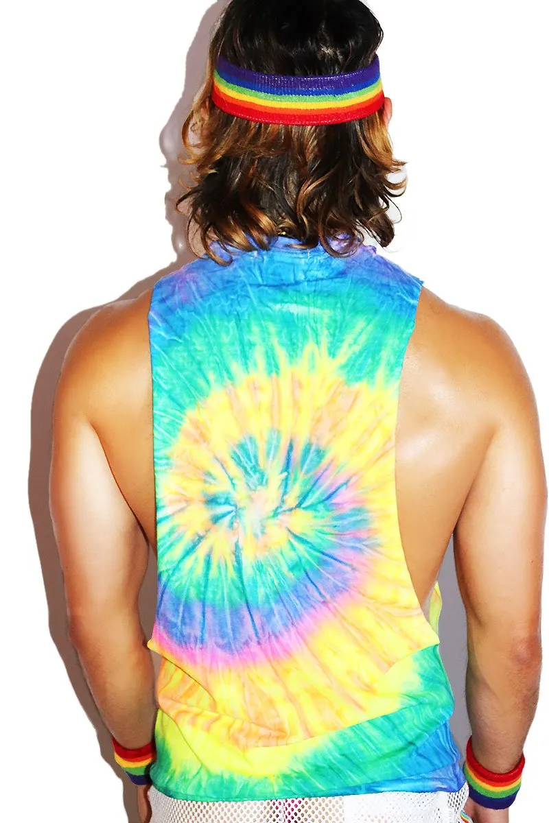 Heterophobic Tye Dye Low Arm Shedder Tank- Multi