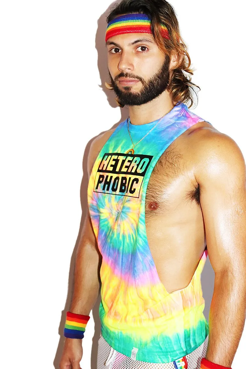 Heterophobic Tye Dye Low Arm Shedder Tank- Multi
