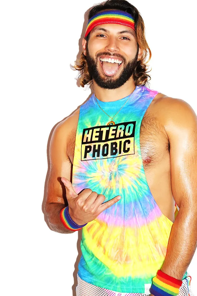 Heterophobic Tye Dye Low Arm Shedder Tank- Multi