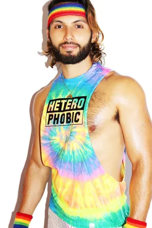 Heterophobic Tye Dye Low Arm Shedder Tank- Multi