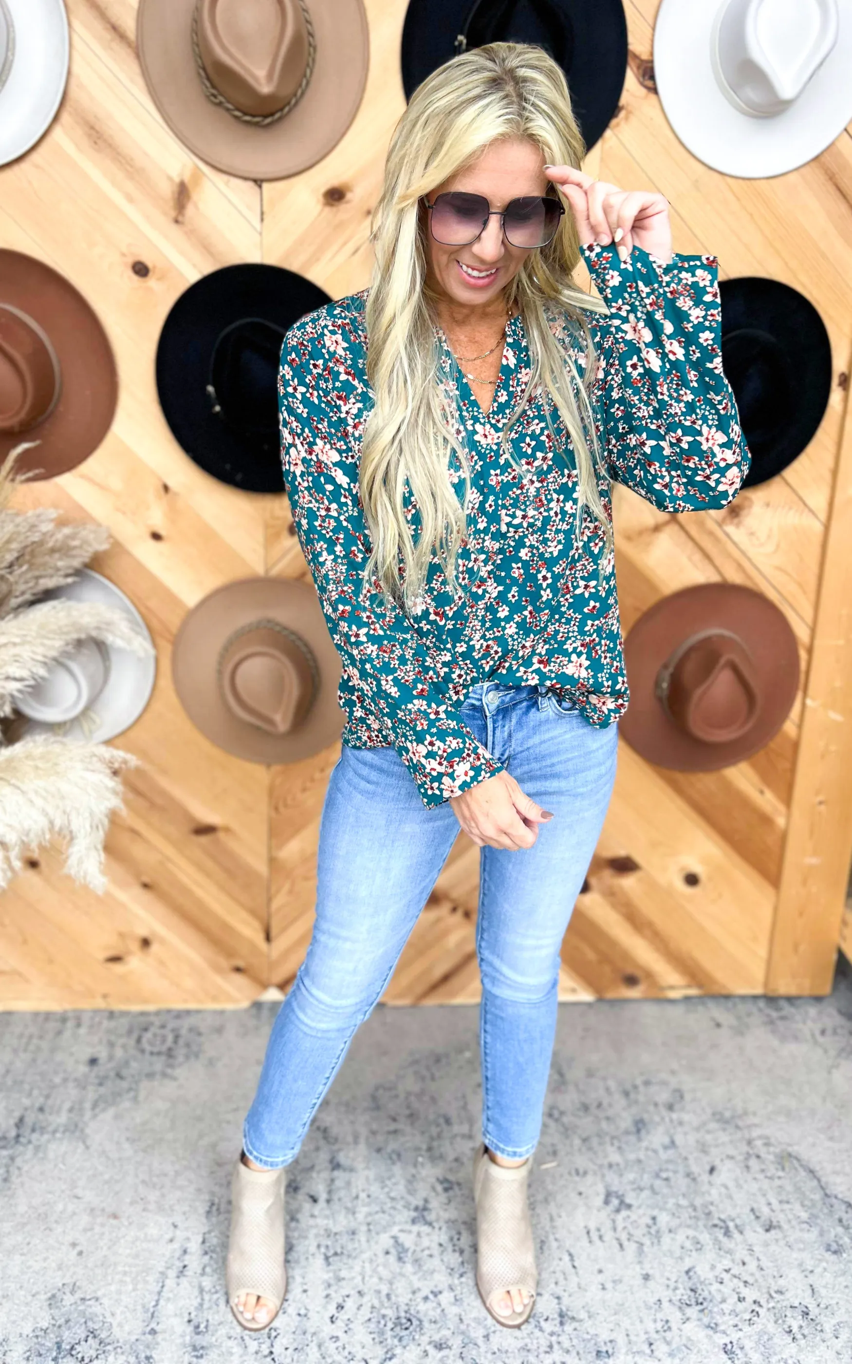 Hints of Fall Floral Print Blouse Top