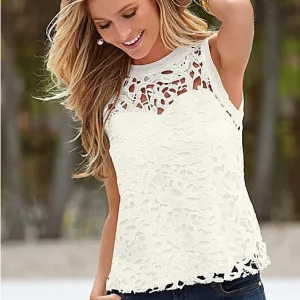 Hollow Out Sleeveless Scoop Straight Hot Blouse