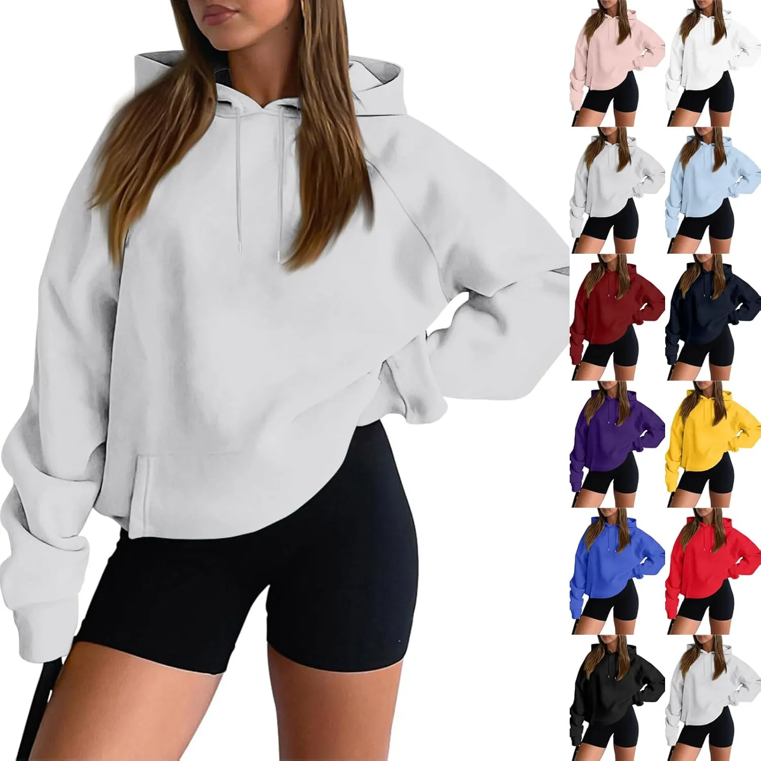 Hoodies for Women Comfy Fleece Oversized Sweatshirt Lightweight Drawstring Pullover Sweaters Cute Hoodie with Pocket