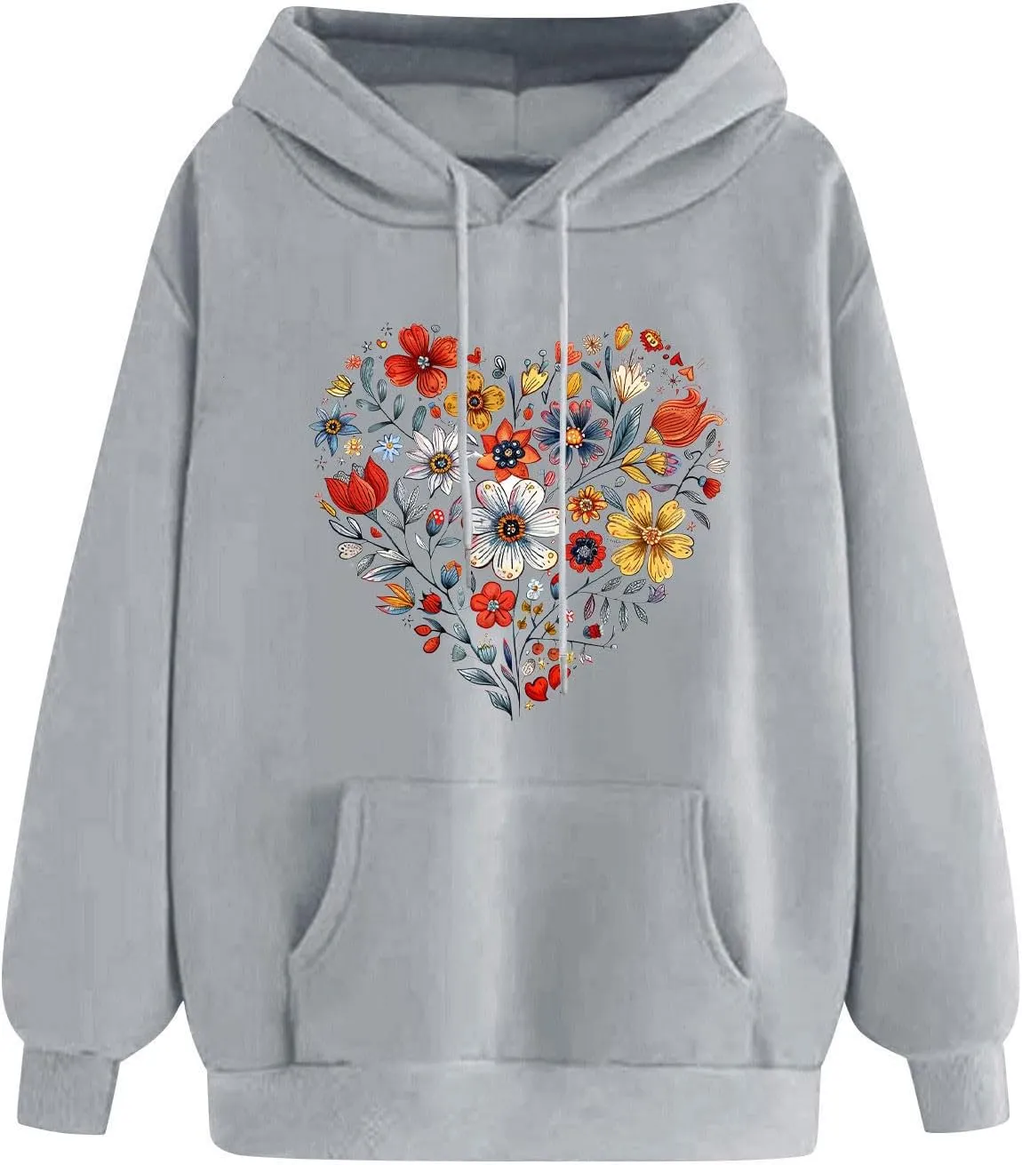 Hoodies for Women Long Sleeve Heart Print Graphic Tee Shirts Causal Fashion Drawstring Hooded Sweatshirts Gift Shirts