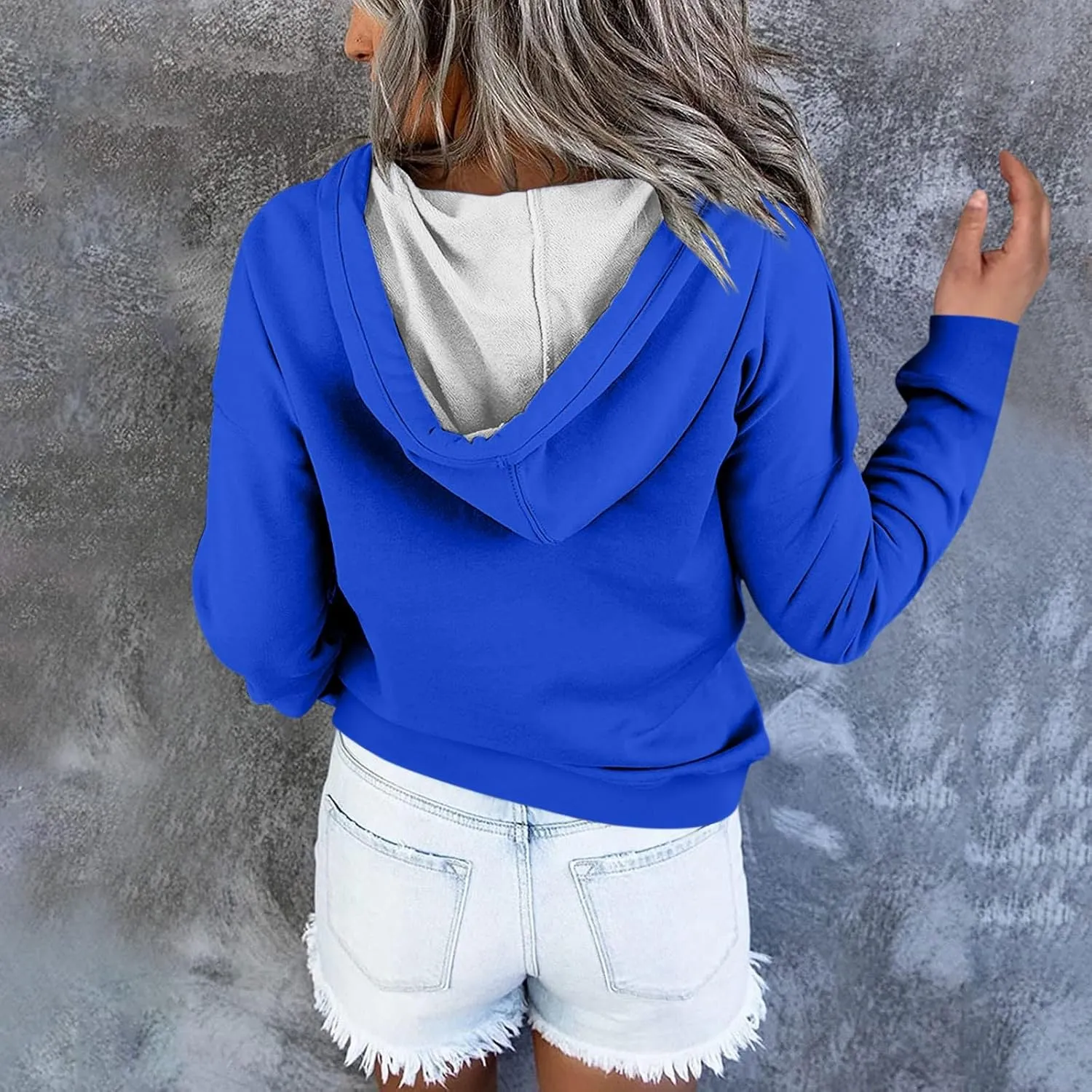 hoodies for women oversized sweatshirt trendy long sleeve button drawstring pullover sweater tops fall winter clothes 
