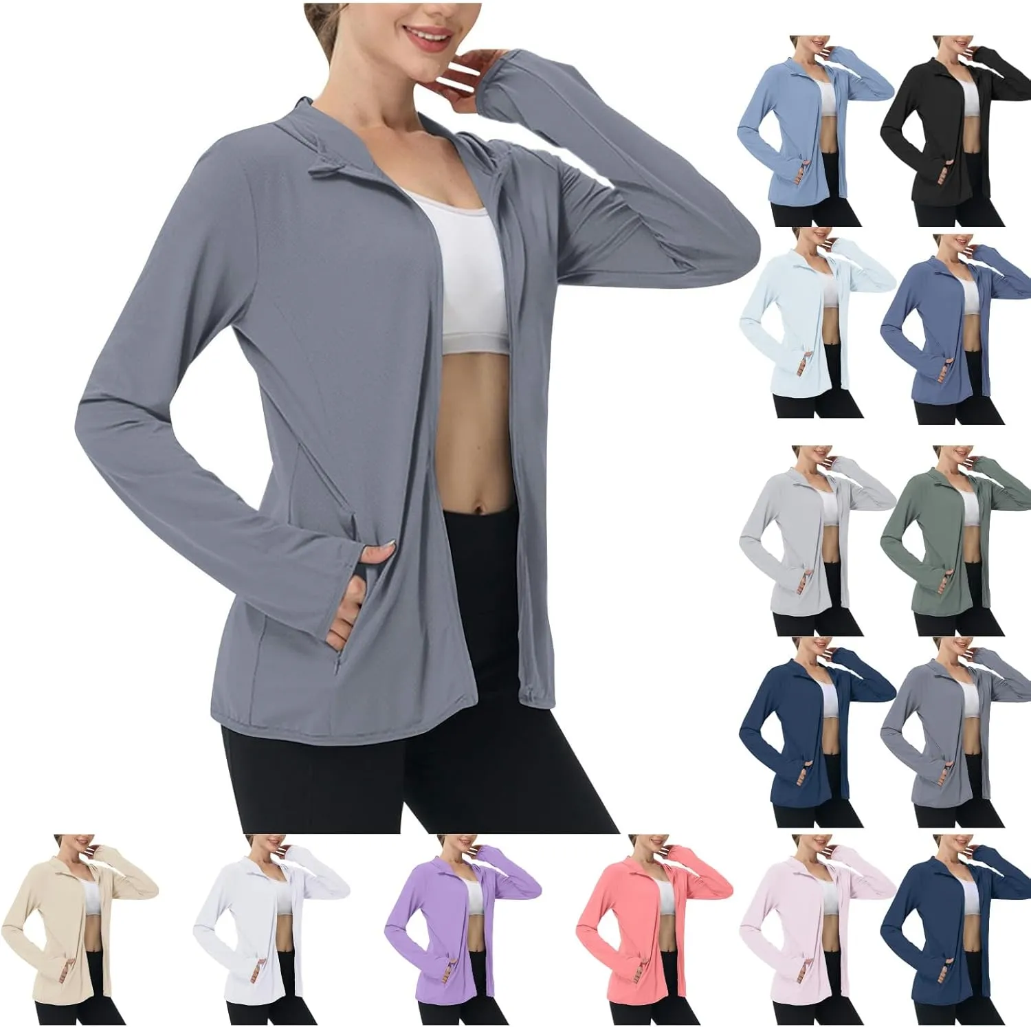Hoodies for Women UPF 50  Sun Protection Shirts Lightweight Long Sleeve Sun Hoodie Jacket with Pockets for Hiking Outdoor