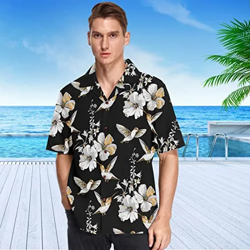 Hummingbird and Hibiscus Print Shirt