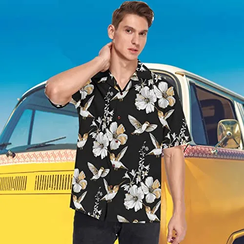 Hummingbird and Hibiscus Print Shirt