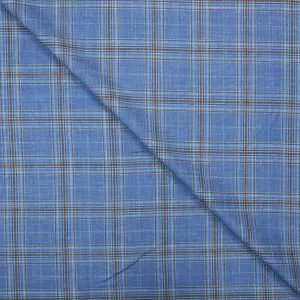 Hyper Blue Plaid Loro Piana Silk Wool Linen Summertime Fabric