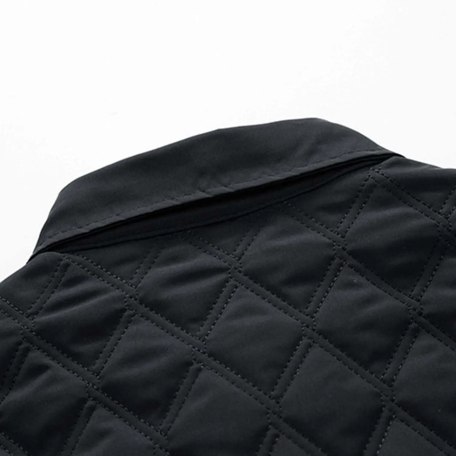 Jackets for Men Diamond Quilted Puffer Down Jacket Lightweight Business Casual Button Down Shirts Shacket Collared Tops