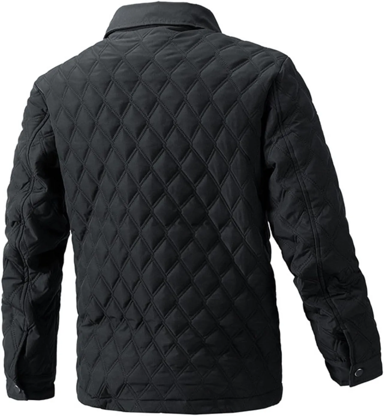Jackets for Men Diamond Quilted Puffer Down Jacket Lightweight Business Casual Button Down Shirts Shacket Collared Tops