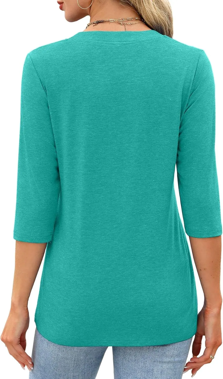 JomeDesign Womens Tops 3/4 Sleeve V Neck Shirts Dressy Casual Tunic Blouses Summer Tees