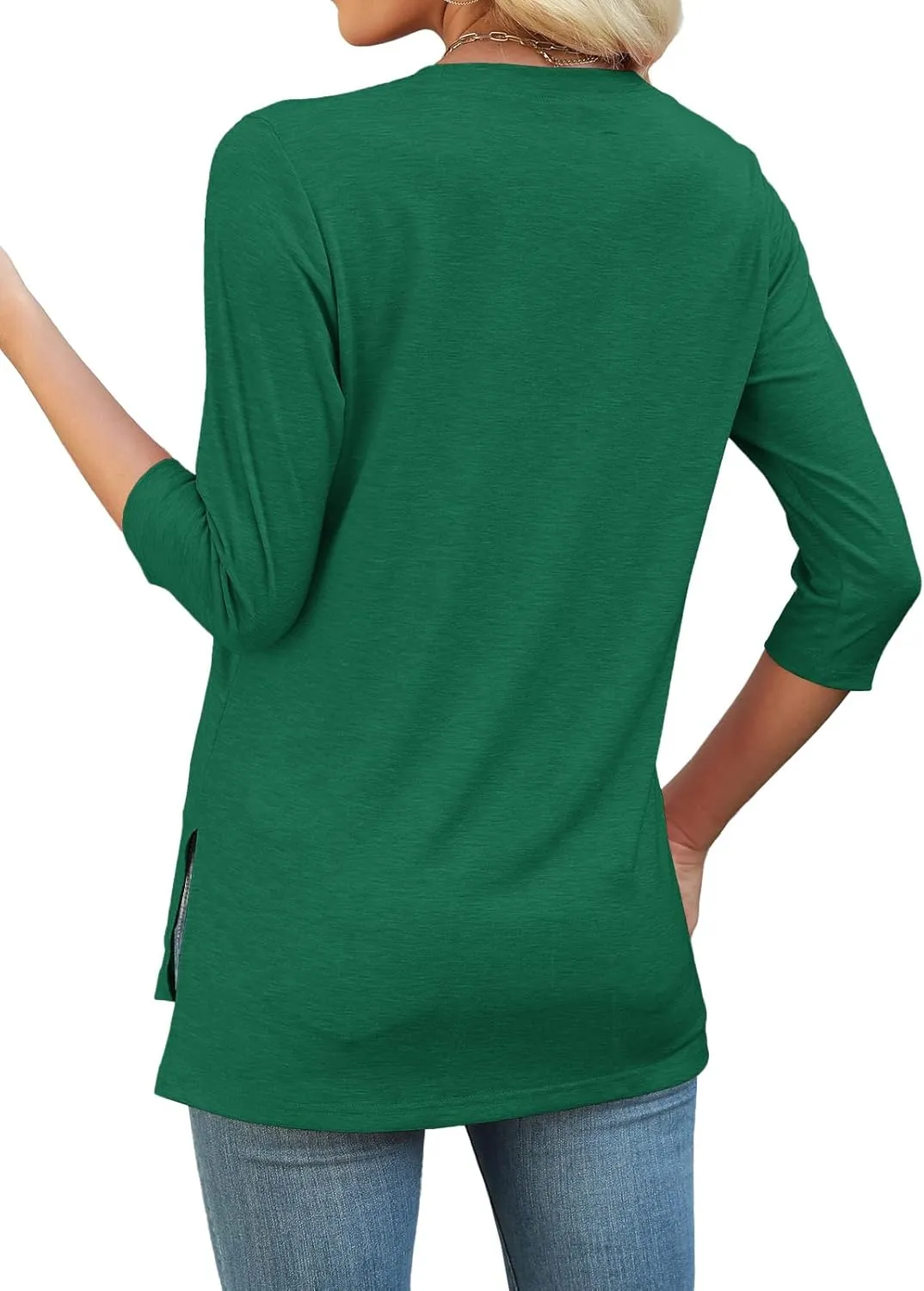 JomeDesign Womens Tunic Tops 3/4 Sleeve Shirts Loose Casual Blouses Side Split Summer Tees