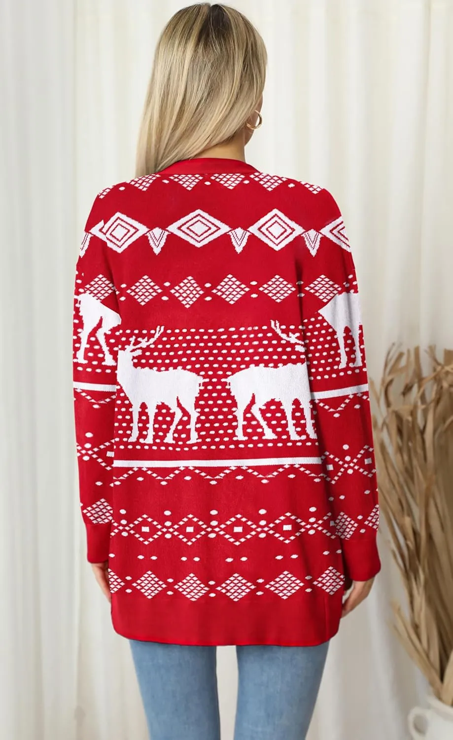 Jouica Women's Cute Cardigan Ugly Christmas Sweaters for Women 2024 Long Sleeve Funny Christmas Sweater
