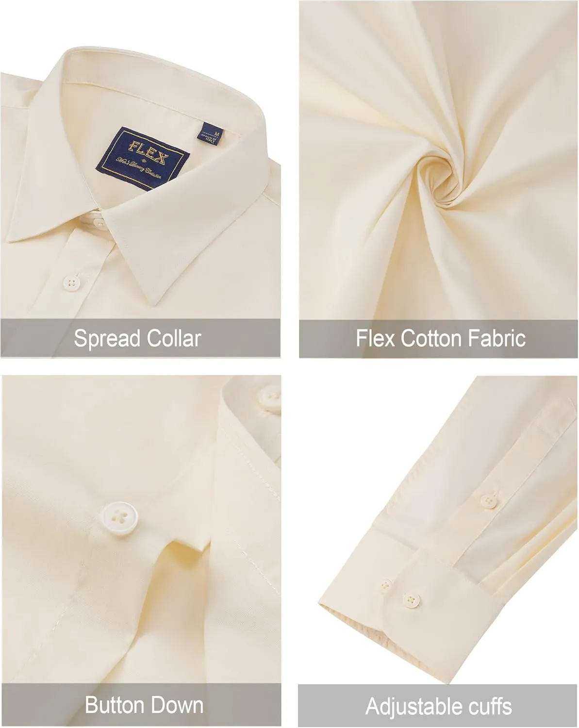 J.VER Men's Dress Shirts Stretch Stain Shield Long Sleeve Solid Formal Shirt Business Casual Button Down Shirts