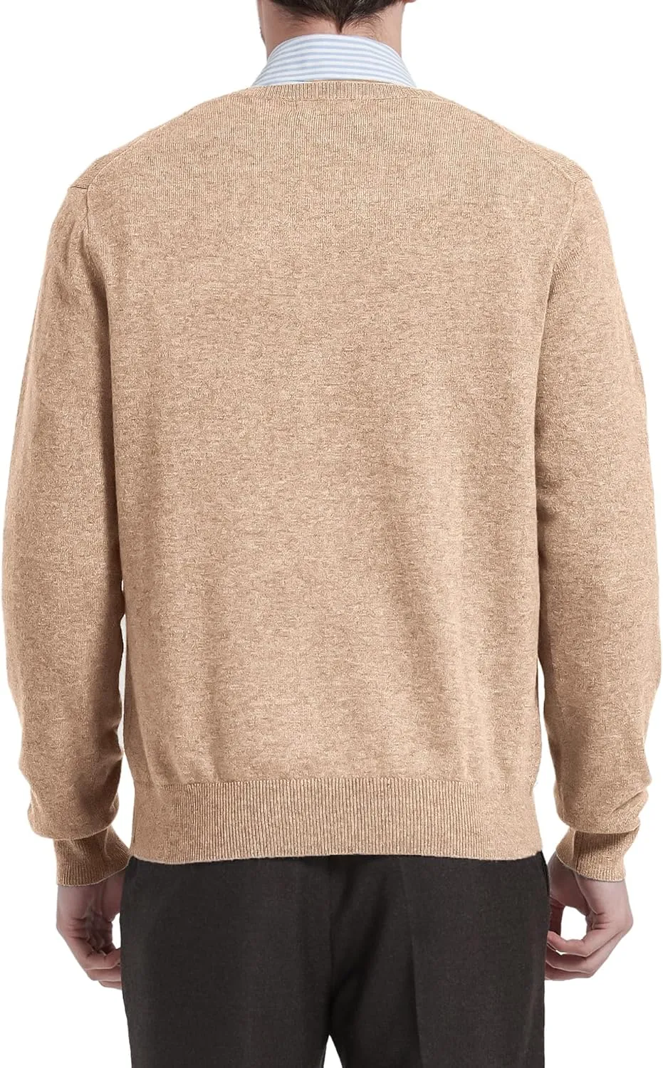 Kallspin Men's Wool Blend V-Neck Sweater Relax Fit Knit Pullover for Fall Winter