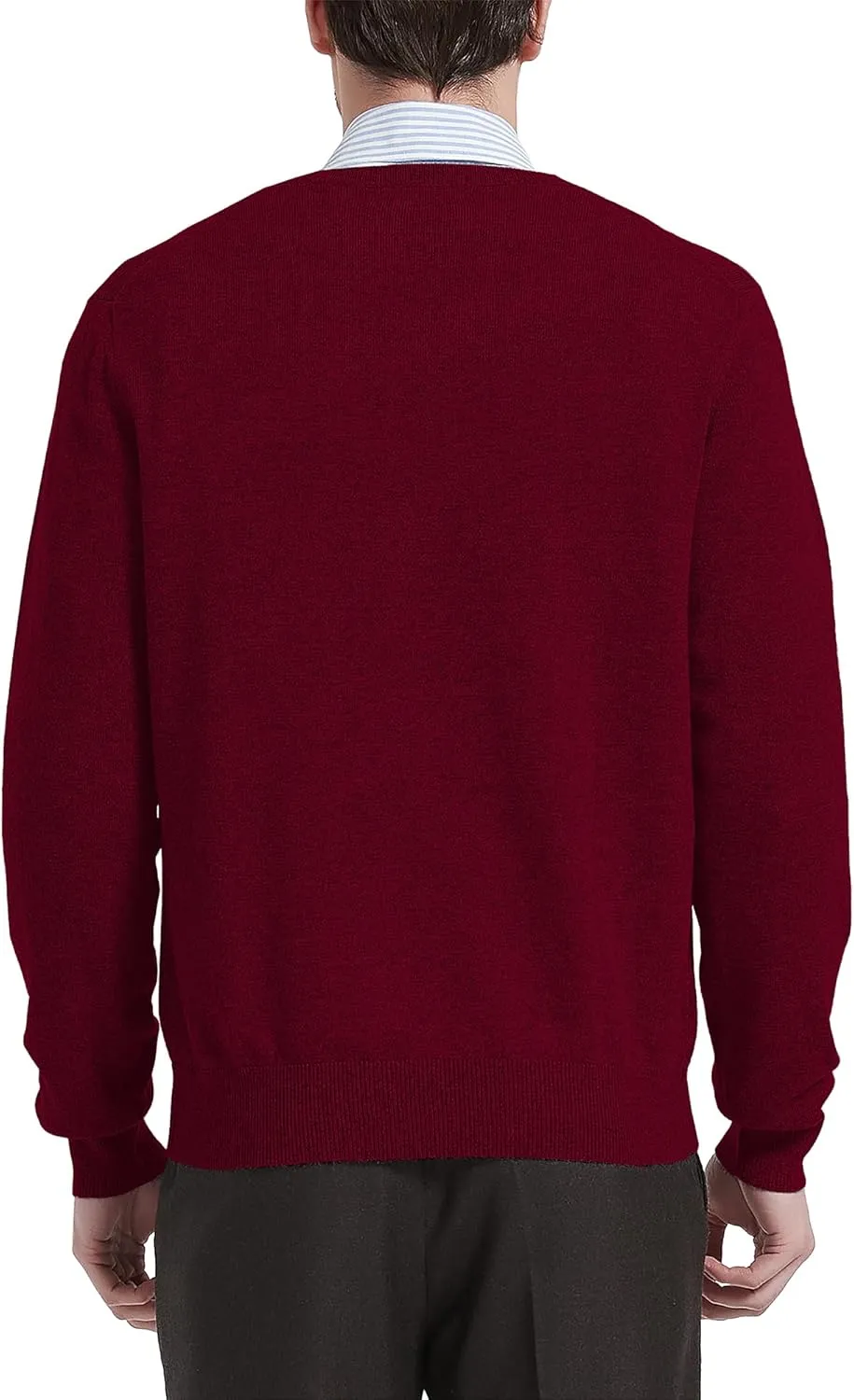 Kallspin Men's Wool Blend V-Neck Sweater Relax Fit Knit Pullover for Fall Winter