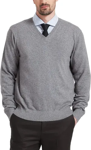 Kallspin Men's Wool Blend V-Neck Sweater Relax Fit Knit Pullover for Fall Winter