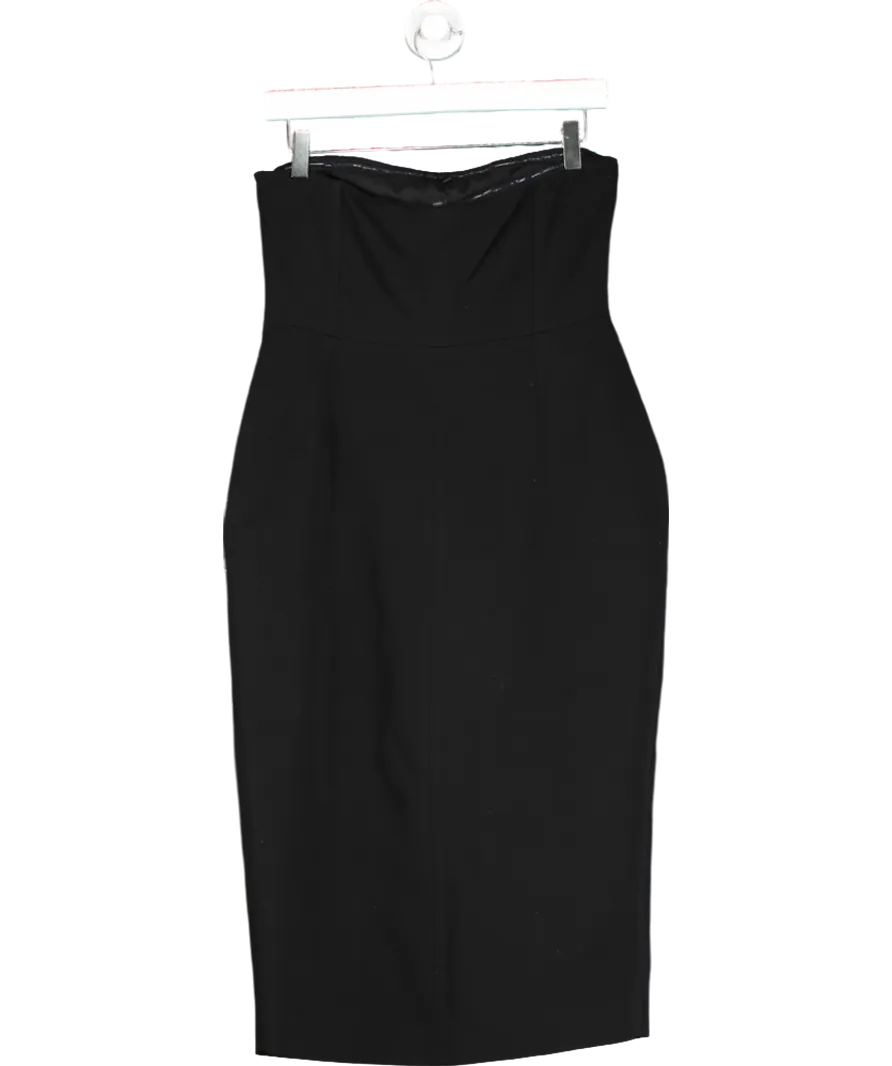 Karen Millen Black The Founder Compact Stretch Bandeau Pencil Tailored Midi Dress UK 12