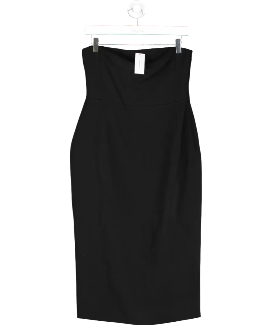Karen Millen Black The Founder Compact Stretch Bandeau Pencil Tailored Midi Dress UK 12
