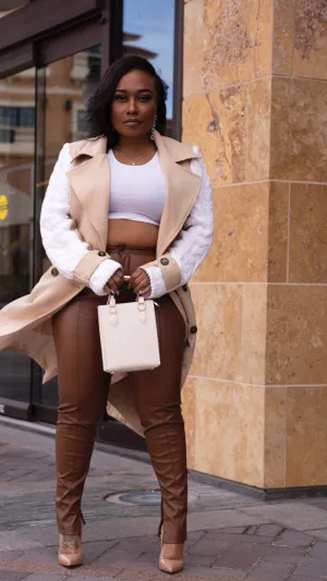 Khaki Knit Trench Coat