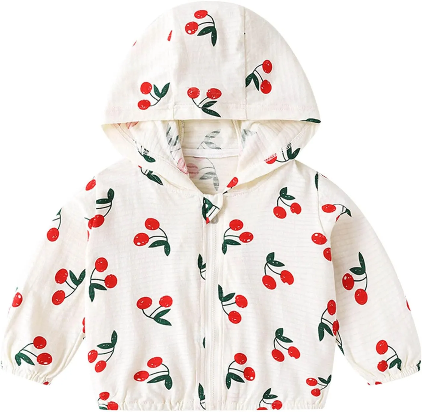 Kids Baby Toddler Girls Strawberry Print Spring Fall Outerwear Windbreaker Zipper Hooded Jackets Coat Rain Jacket