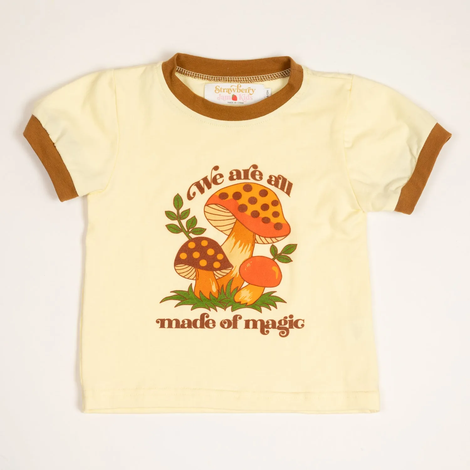 Kids Retro Graphic Tee with Mushrooms