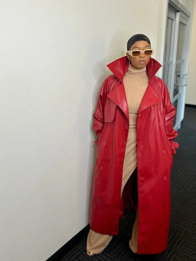 Lady in Red |Oversized Corset Trench Coat