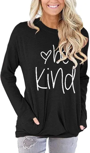 LaLaLa Women's Casual Loose Fit Tunic Tops Long Sleeve Comfy Sweatshirts Pullover T-Shirts Blouses