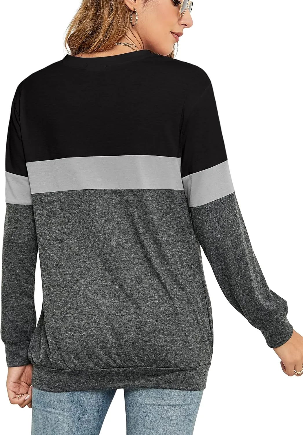 LaLaLa Women's Casual Loose Fit Tunic Tops Long Sleeve Comfy Sweatshirts Pullover T-Shirts Blouses