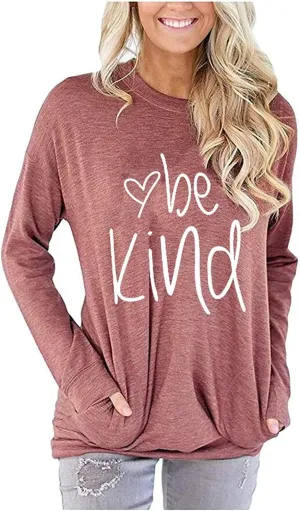 LaLaLa Women's Casual Loose Fit Tunic Tops Long Sleeve Comfy Sweatshirts Pullover T-Shirts Blouses
