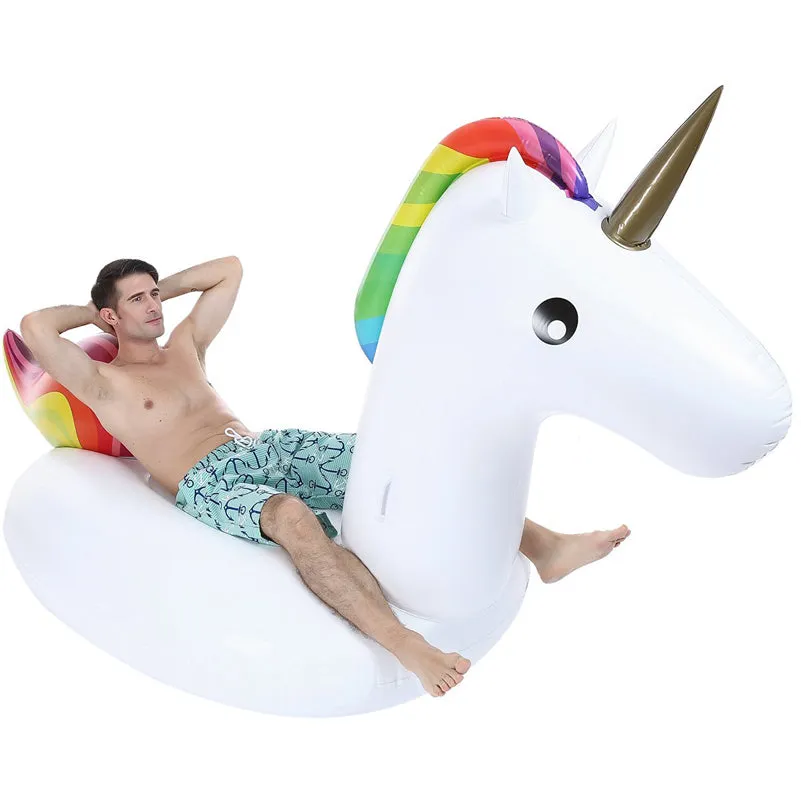 Large Rainbow Inflatable Unicorn Pool Float (200cm)