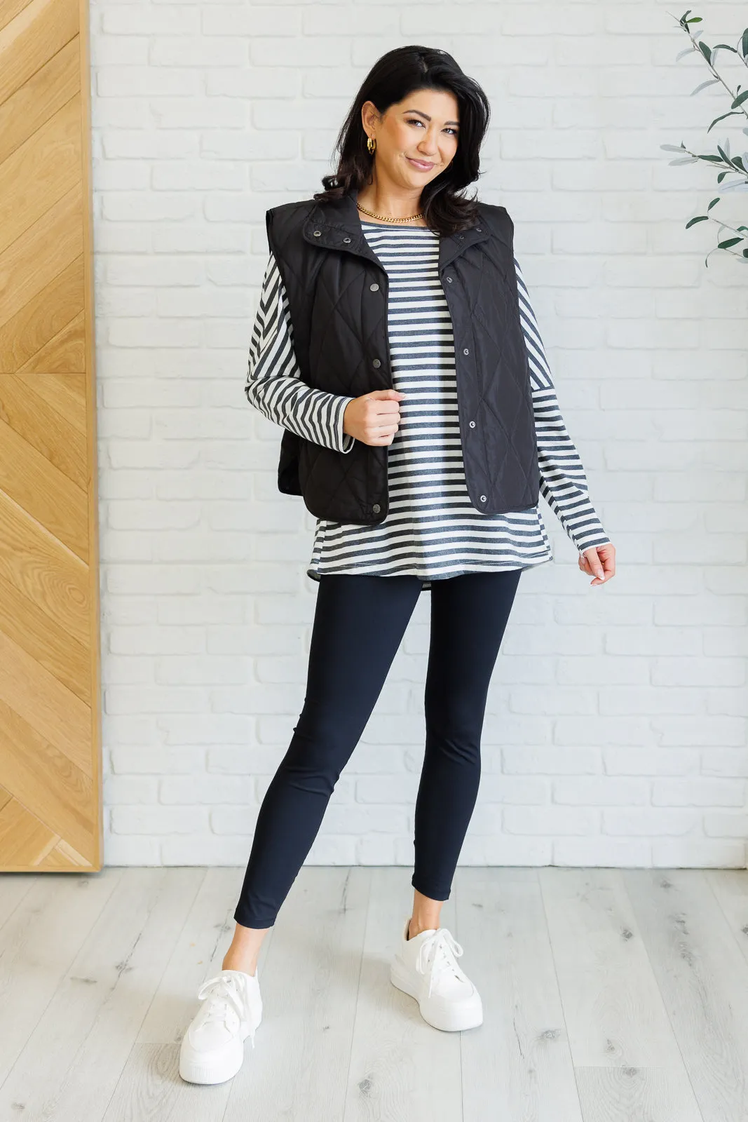 Layering Quilted Puffer Vest in Black