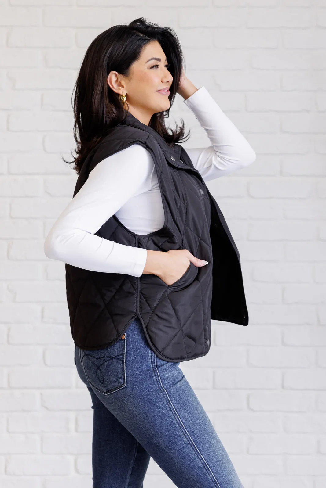 Layering Quilted Puffer Vest in Black