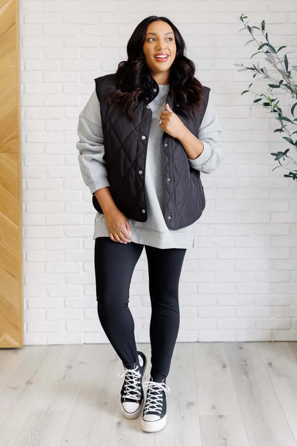 Layering Quilted Puffer Vest in Black