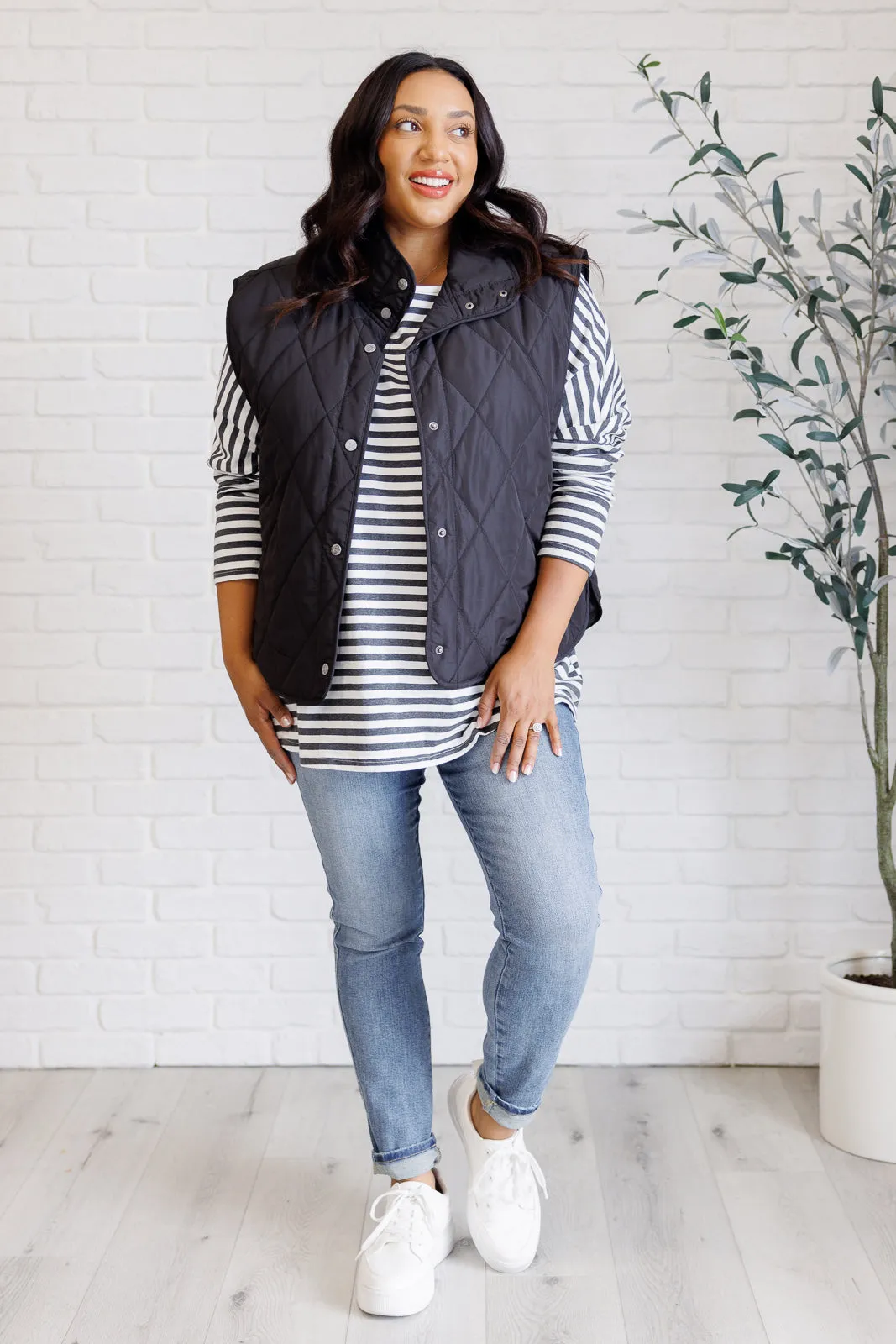 Layering Quilted Puffer Vest in Black