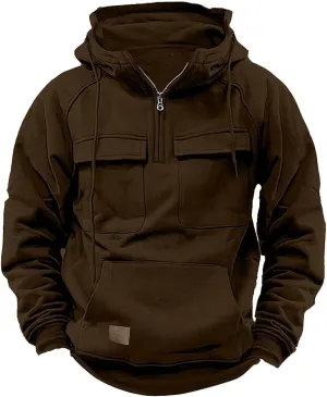 LCMTWX Men'S Sweatshirts Winter Vintage Long Sleeve Hoodie Half Zipper Hooded Sweatshirt Top Workwear For